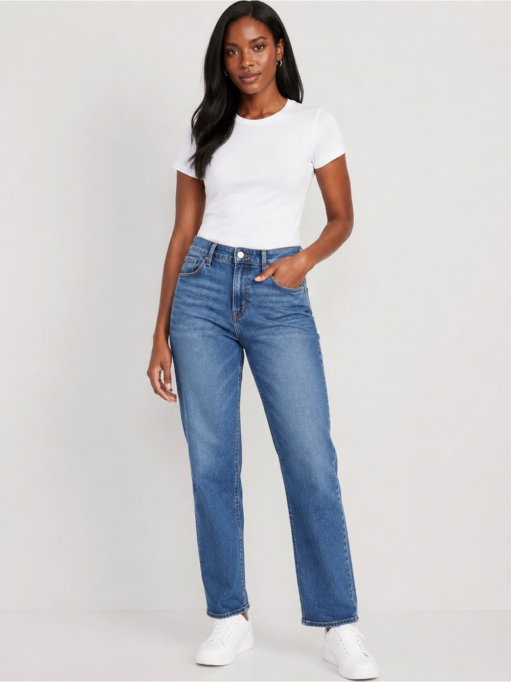 Old Navy Power Straight Jeans Womens 10 Stretch Denim Medium Wash
